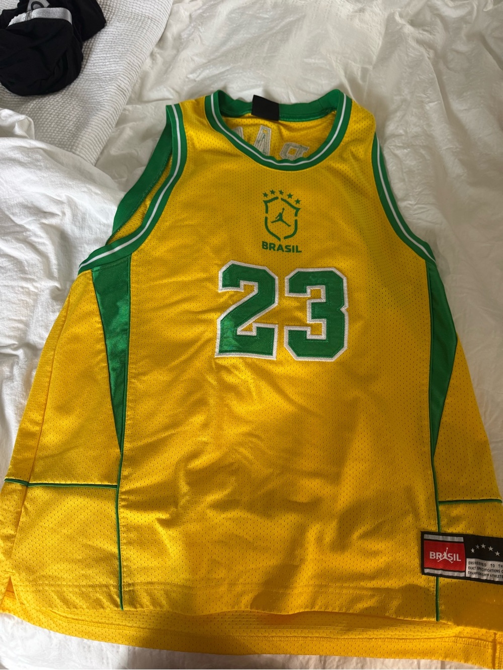 Jordan Yellow & Green #23 Brasil Basketball Jersey